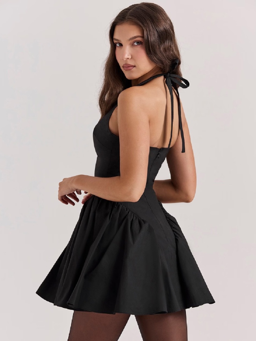 House of CB VALENTIA Black Halter Mini Dress - Picture 3 of 5